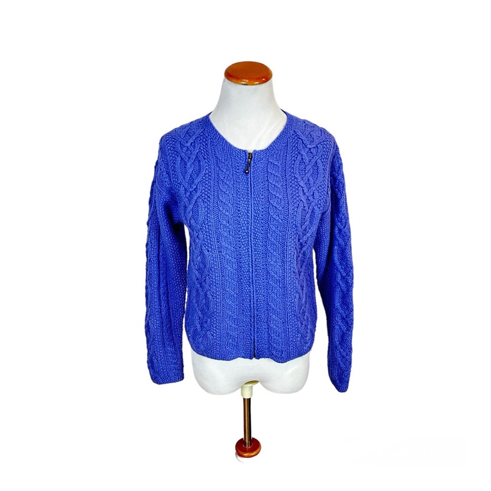 ICELANDIC DESIGN‎ Angora Silk Blend Cable Knit Sweater Coat Women’s Sz Small